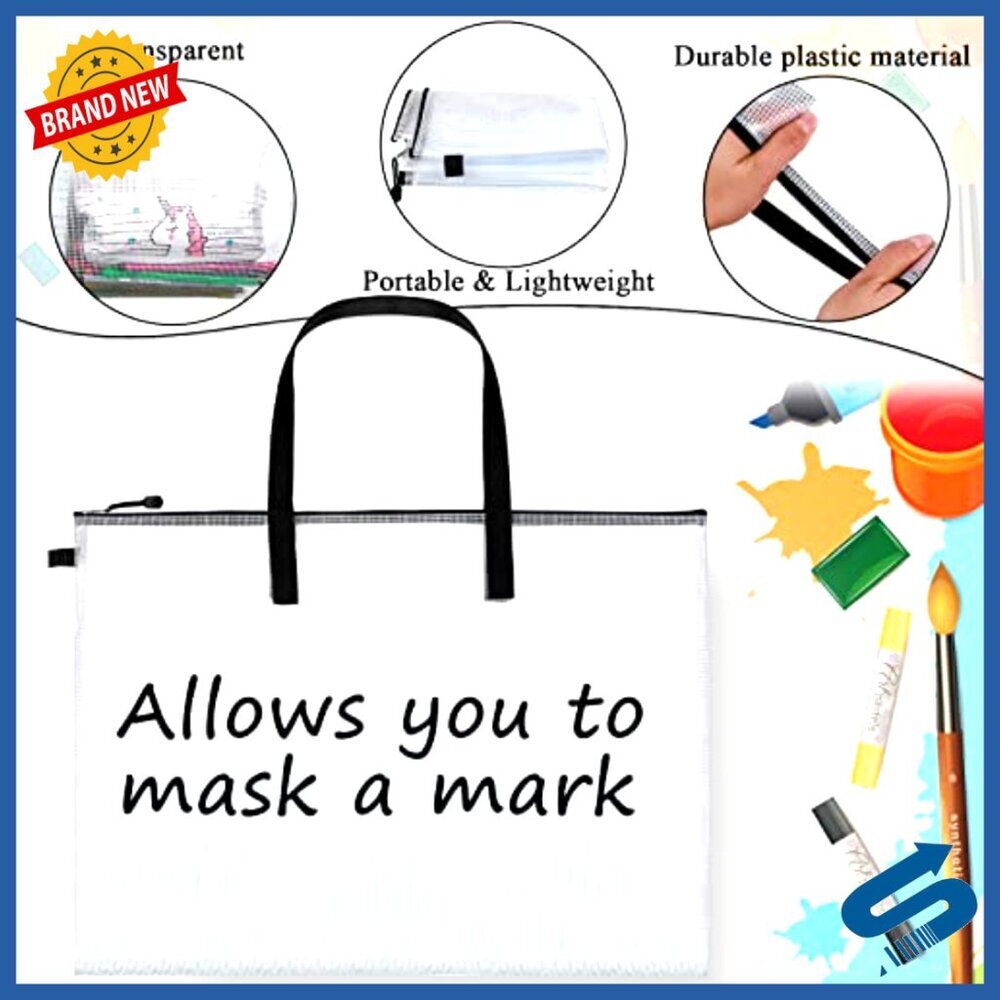 Waterproof Art Portfolios Storage Bags with Zipper and Handle for Posters - Picture 4 of 7